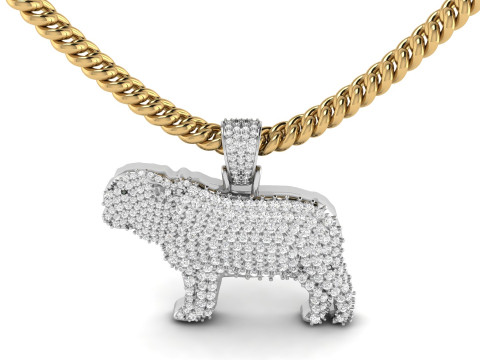 Diamond Studded Dog Pug Pendant Modello di stampa 3D