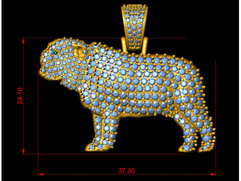 Diamond Studded Dog Pug Pendant Modello di stampa 3D