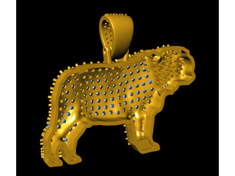 Diamond Studded Dog Pug Pendant Modello di stampa 3D