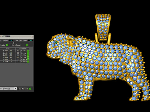 Diamond Studded Dog Pug Pendant Modello di stampa 3D
