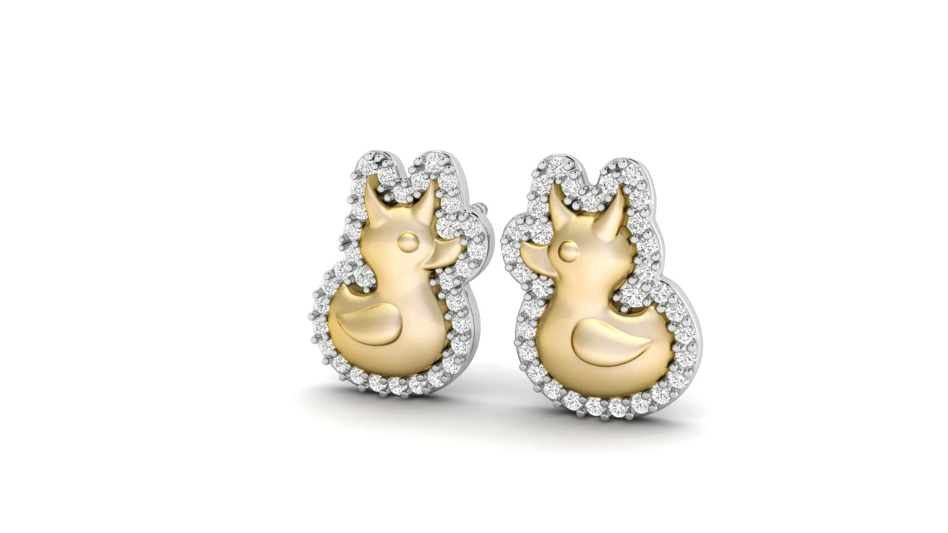 Diamond Duck Earrings 3D Print Model .c4d .max .obj .3ds .fbx .stl .blend 