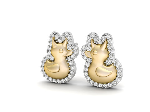 Diamond Duck Earrings 3D Baskı Modeli