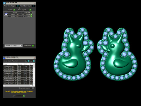 Diamond Duck Earrings 3D Baskı Modeli