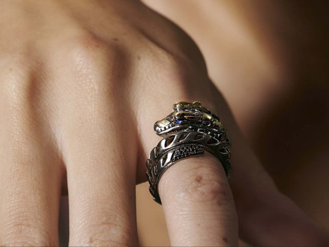 Dragon Legend Naga Coil Blaked Gents Ring 3D-Druckmodell