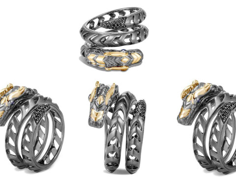 Dragon Legend Naga Coil Blaked Gents Ring 3D Baskı Modeli
