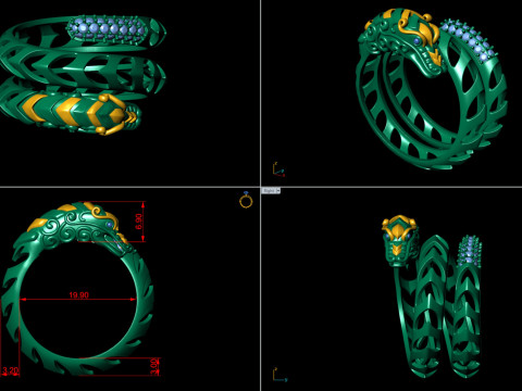 Dragon Legend Naga Coil Blaked Gents Ring 3D Baskı Modeli