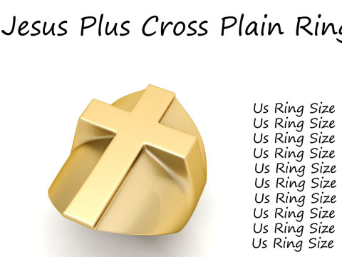 Plain Gold Jesus Plus Cross Ring 3D Print Model