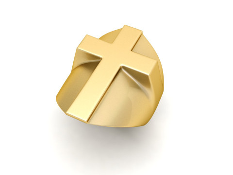 Plain Gold Jesus Plus Cross Ring Modelo de impresión 3D