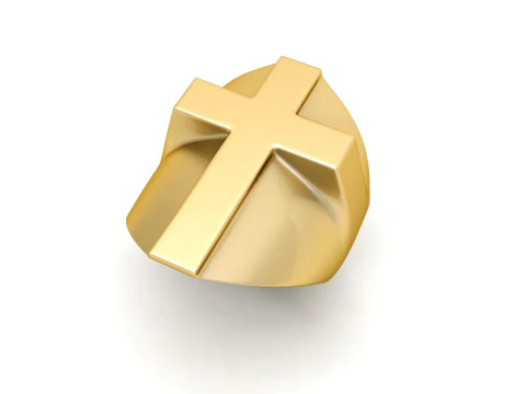 Plain Gold Jesus Plus Cross Ring 3D Print Model