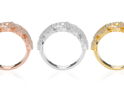 Square Cuba Chain Diamond Ring 3D Baskı Modeli