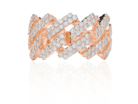 Square Cuba Chain Diamond Ring 3D Print Model