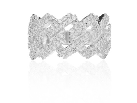 Square Cuba Chain Diamond Ring 3D Baskı Modeli