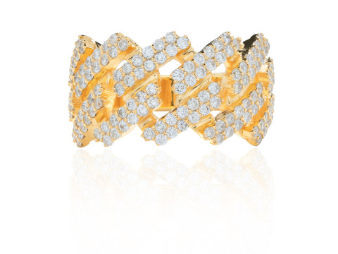 Square Cuba Chain Diamond Ring 3D Baskı Modeli
