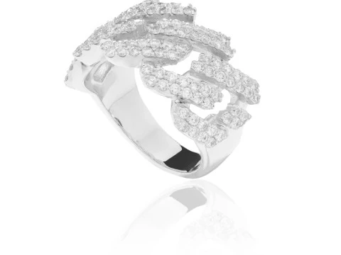 Square Cuba Chain Diamond Ring 3D Print Model