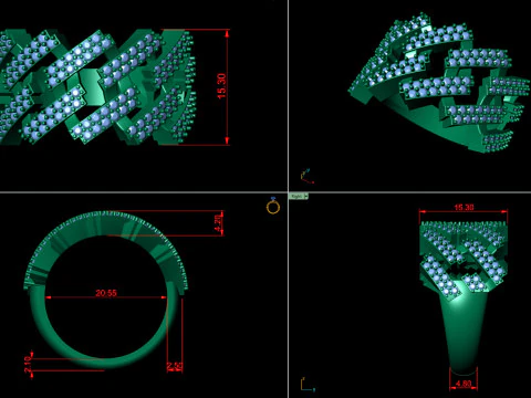 Square Cuba Chain Diamond Ring 3D Print Model