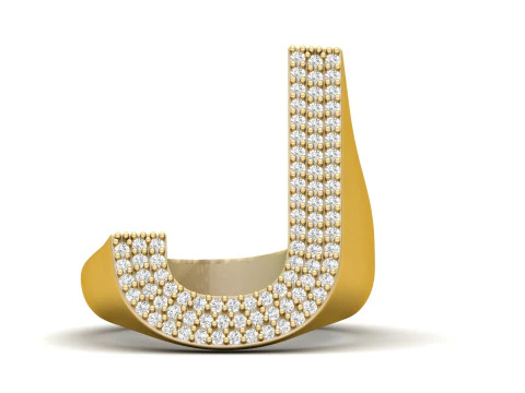 J Letter Diamond Ring 3D Print Model
