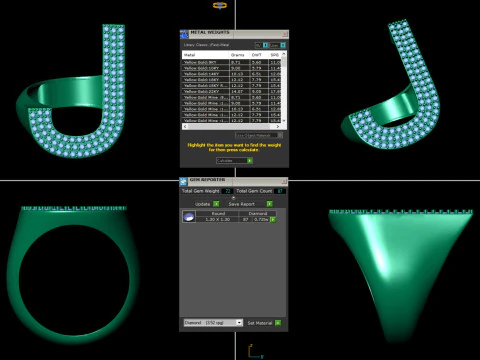 J Letter Diamond Ring 3D Print Model