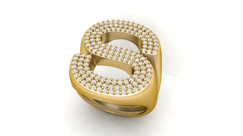 S Letter Diamond Ring Modelo de impresión 3D .c4d .max .obj .3ds .fbx .stl .blend 