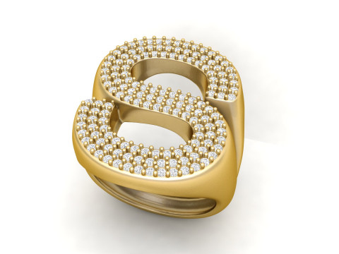 S Letter Diamond Ring Model do druku 3D