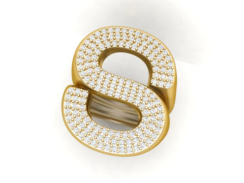 S Letter Diamond Ring 3D Print Model