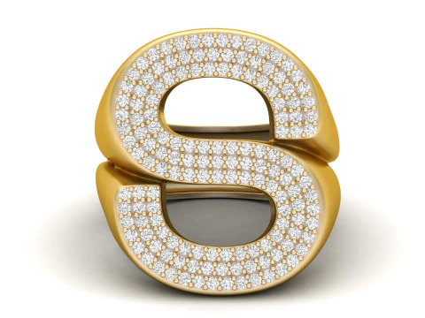 S Letter Diamond Ring 3D Print Model