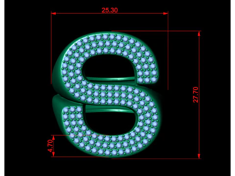 S Letter Diamond Ring 3D Print Model