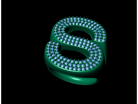 S Letter Diamond Ring 3D Print Model