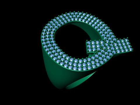 Q Letter Diamond Ring 3D Print Model