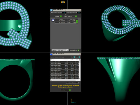 Q Letter Diamond Ring 3Dプリントモデル