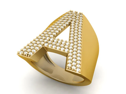 レターダイヤモンドリング 3Dプリントモデル