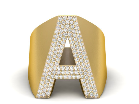 A Letter Diamond Ring Modèles 3D en vedette