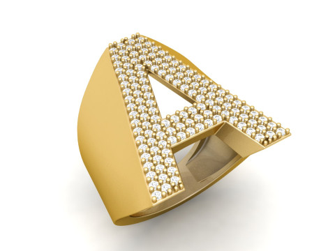 A Letter Diamond Ring Modèles 3D en vedette