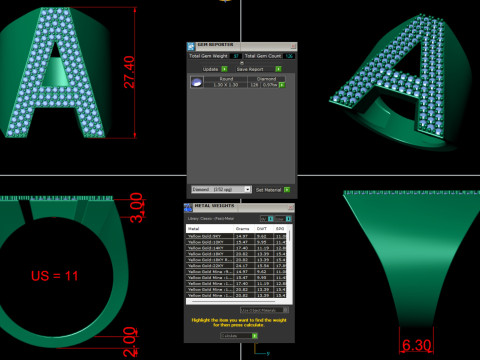 A Letter Diamond Ring Modèles 3D en vedette