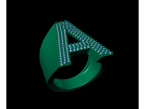 A Letter Diamond Ring Modèles 3D en vedette