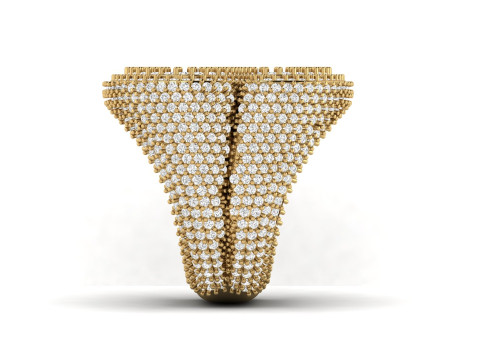 Double Iced Out Diamond S Ring 3D Принт Модель