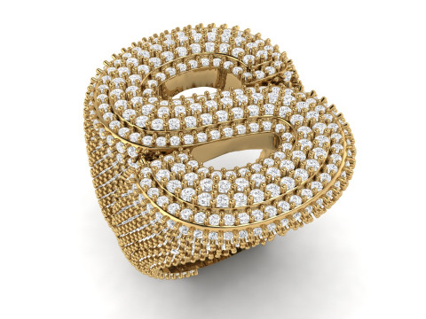 Double Iced Out Diamond S Ring 3D Принт Модель