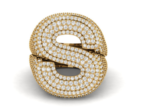 Double Iced Out Diamond S Ring 3D Принт Модель