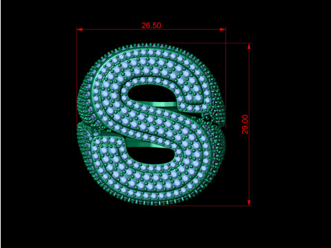 Double Iced Out Diamond S Ring 3D Принт Модель