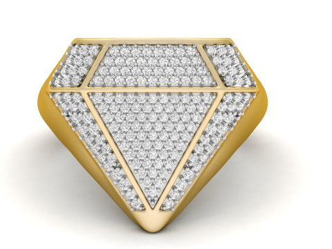 Diamond Shaped Engagement Ring 002 3D Принт Модель