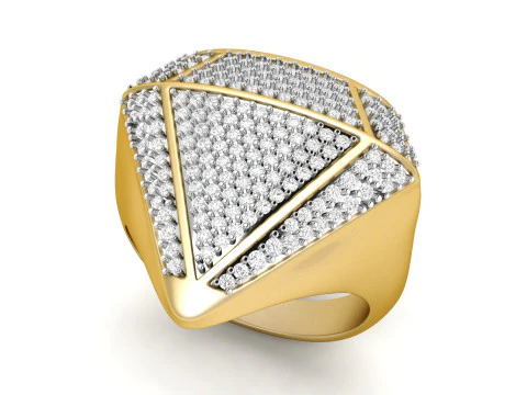 Diamond Shaped Engagement Ring 002 3D Print Model