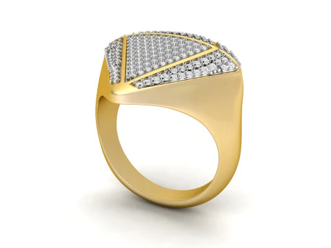 Diamond Shaped Engagement Ring 002 3D Print Model