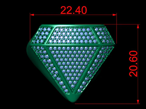 Diamond Shaped Engagement Ring 002 3D Print Model