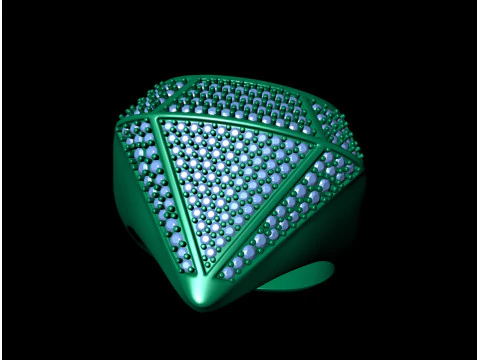 Diamond Shaped Engagement Ring 002 3D Print Model