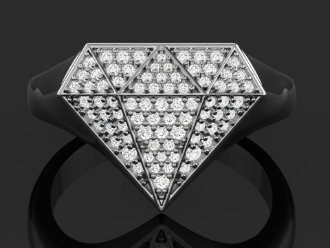 Diamond Shaped Engagement Ring in 7 Size 3D Print Model