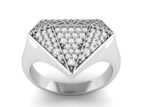 Diamond Shaped Engagement Ring in 7 Size 3D Принт Модель