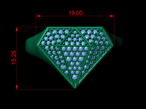 Diamond Shaped Engagement Ring in 7 Size 3D Принт Модель