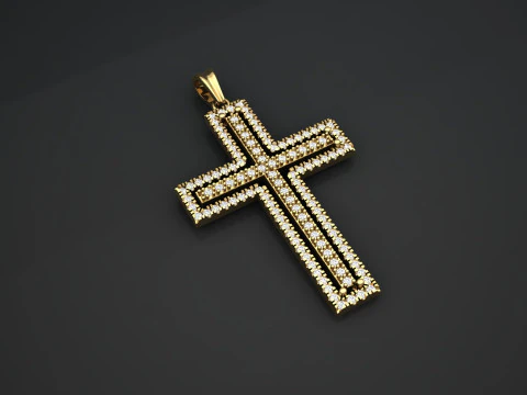 Double Cross Diamond Pendant 3D Print Model
