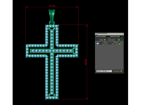 Double Cross Diamond Pendant Modèles 3D en vedette