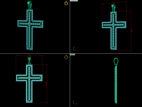 Double Cross Diamond Pendant Modèles 3D en vedette