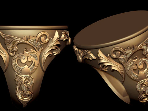 镶有金银丝和卷轴的戒圈 3D 打印模型